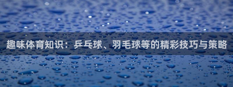 U球体育软件：趣味体育知识：乒乓球、羽毛球等的精彩技巧与策略